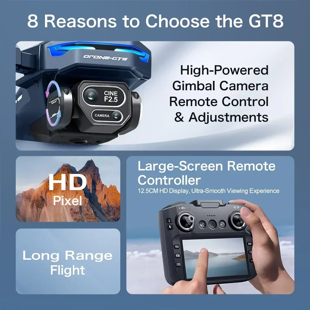 Drone 4K HD GT8 cámara para ev - Drone Gimbal Brushless reseña y precio