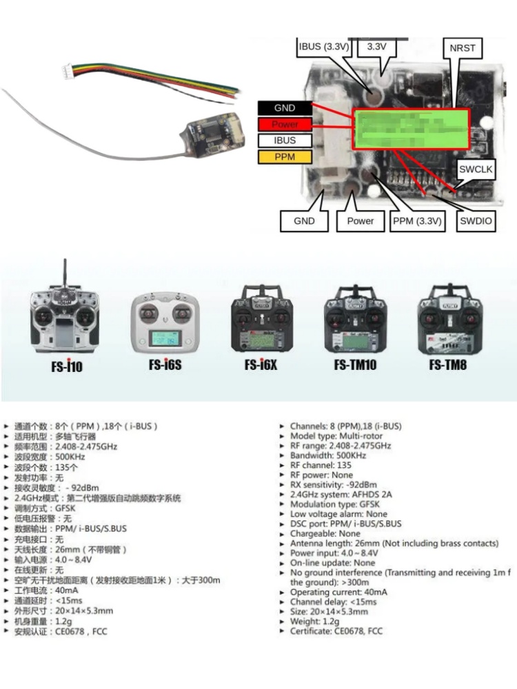 Receptor Mini Flysky FS-8A 8CH - Drone Gimbal Controller reseña y precio