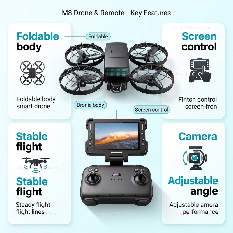 Nuevos Drones M8 GPS 8K Profes - Drone Gimbal Brushless reseña y precio